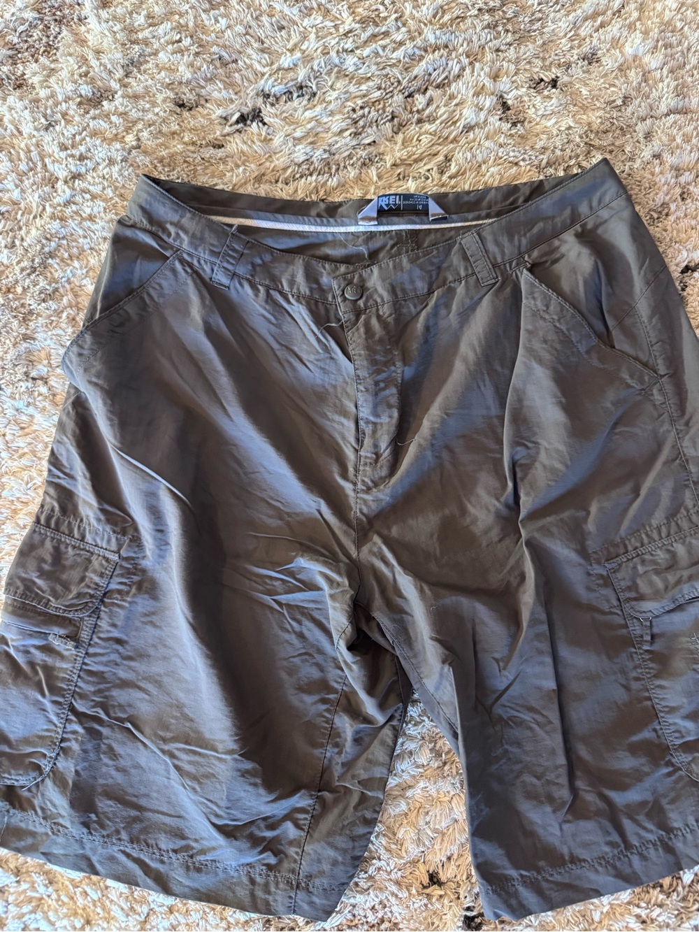 REI Men's Olive Gray Cargo Shorts with Utility Pockets